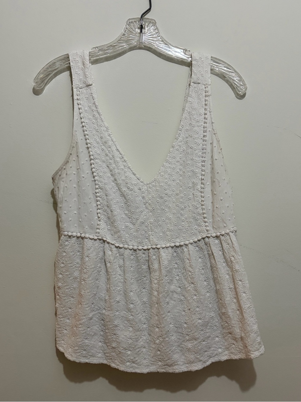 White Embroidered Sleeveless Peplum Top American Eagle Womens Sz Small